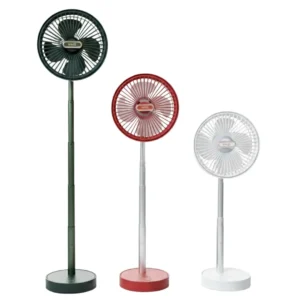 Three colorful adjustable standing rechargeable fans by Yase