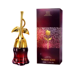 Warmkiss Midnight Rose perfume in decorative rose-shaped bottle and box