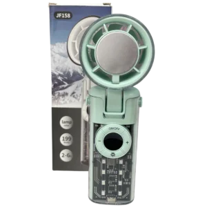 JF185 Portable Handheld & Desktop Mini Fan with LED Light, 3 Speeds & USB Rechargeable