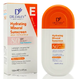 DAVEY Hydrating Mineral Sunscreen BROAD SPECTRUM Whitening UVA/UVB SPF80 PA+++ (Orange & White Colour)