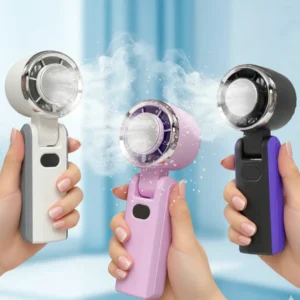 100-Speed Rechargeable Handheld Fan with Ice Cooling Plate & Digital Display – Powerful Personal Cooling