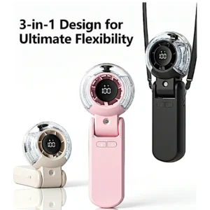 TriPole 3-in-1 portable misting high speed turbo fan in black white and pink