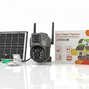 HIVSON Solar Powered PTZ Security Camera with Panel – 360° Outdoor WiFi CCTV, Night Vision, Motion Detection