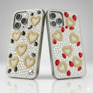 Luxury Rhinestone Heart iPhone Case with Crystal Diamond Design