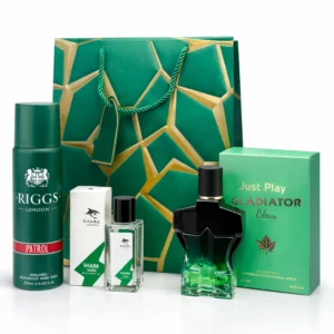 Gladiator Green Prestige Men’s Fragrance Gift Set with Eau de Toilette and Body Spray
