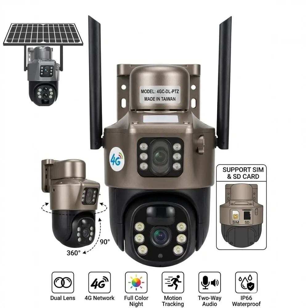 solar security camera with 4g sim card enables for 360 degree rotation