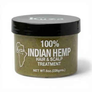 Kuza Indian Hemp Hair and Scalp Treatment jar with Africa-shaped logo