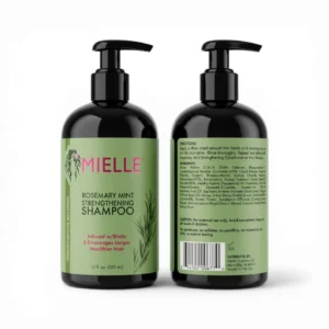 Mielle Rosemary Mint Strengthening Shampoo bottle infused with Biotin