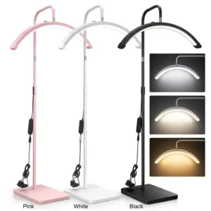 23" Moonlight LED Floor Lamp – Adjustable Beauty Light Stand for Makeup, Content Creation & Studio Lighting (White / Pink / Black )
