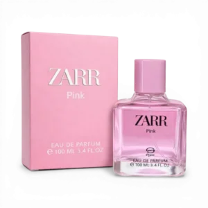 ZARR Pink Perfume 100ml sweet fresh fragrance bottle and packaging by Veyes