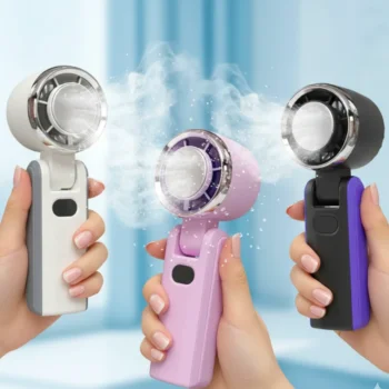 100-Speed Rechargeable Handheld Fan with Ice Cooling Plate & Digital Display – Powerful Personal Cooling