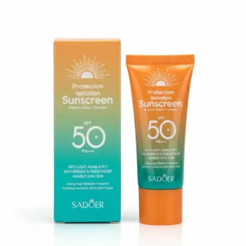 SPF 50 - SADOER Double Barrel Multi-Care Isolating Sunscreen SPF50 PA+++ – Brightening, Waterproof, 6-in-1 UV Protection (50g)