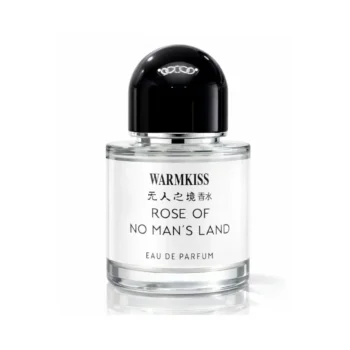 Warmkiss Rose of No Man's Land 50ml clear round bottle and premium white display