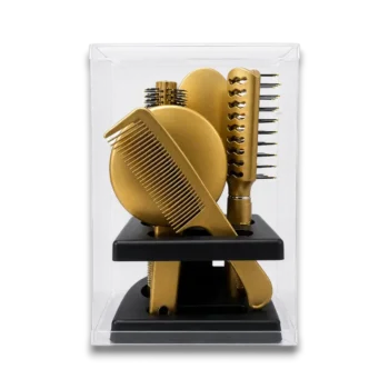 back shot of the gold hair brush set.
