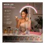 Half Moon LED Lamp 23-Inch Adjustable Beauty Floor Light with Phone Holder 9 half-moon-led-lash-lamp-application-pink