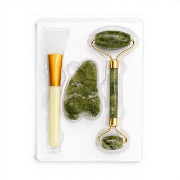 Muse Only Jade Beauty Wheel facial massage roller and gua sha set in pink blossom packaging
