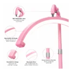 Half Moon LED Lamp 23-Inch Adjustable Beauty Floor Light with Phone Holder 7 pink-half-moon-led-lash-lamp-close-shoot-light