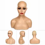 Realistic Mannequin Head with Shoulders Fair Complexion with Red Lipstick