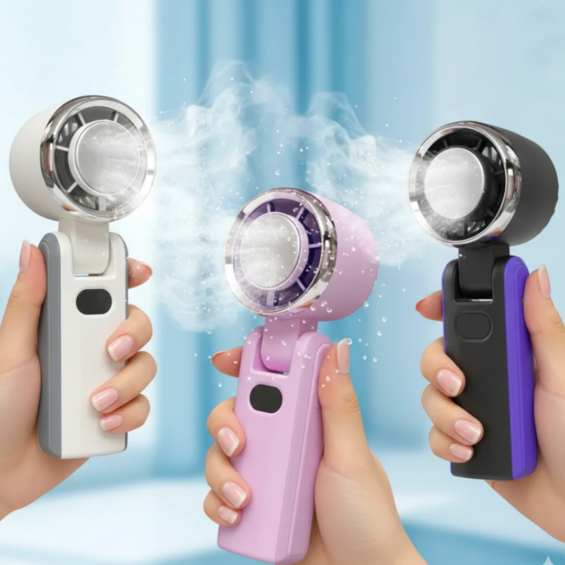 100-Speed Rechargeable Handheld Fan with Ice Cooling Plate & Digital Display – Powerful Personal Cooling